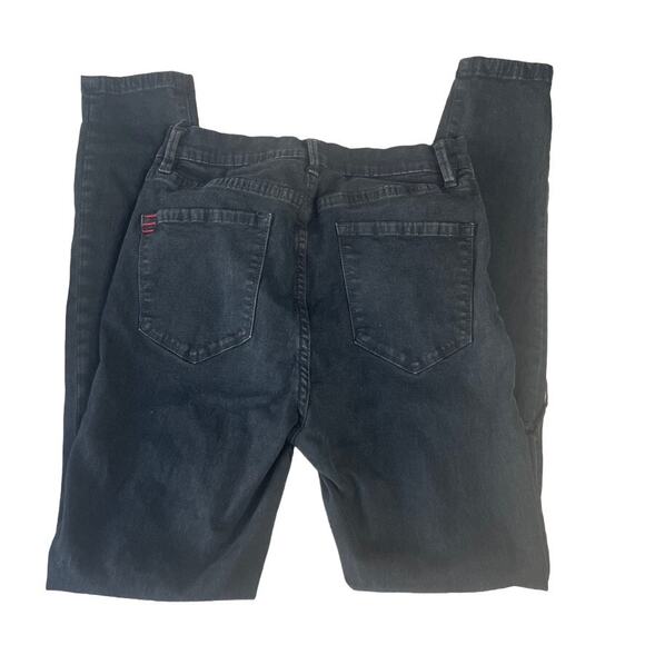 BDG Twig Black Skinny Jeans 27 Waist High Rise Distressed Ripped Knees - Picture 3 of 3